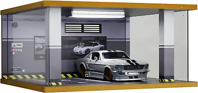 1/24 Scale Die-Cast Car Display Case With LED Lights Acrylic Cover - Wood Finish • $59.76