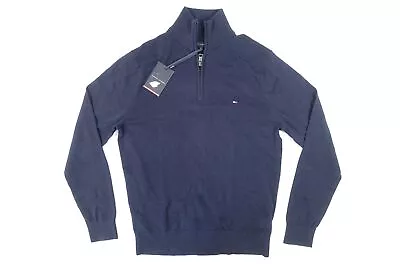 Tommy Hilfiger Navy Blue Large Half Zip Mock Neck Sweater Mens Nwt New • $22