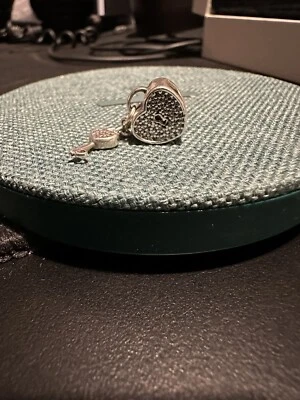 £15 • Buy Genuine Pandora 925 Ale Silver Heart Lock Of Love Key Pave Charm Bead