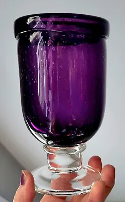 Amethyst Purple 6  Blown Bubble Glass Vase Goblet Candleholder • $14