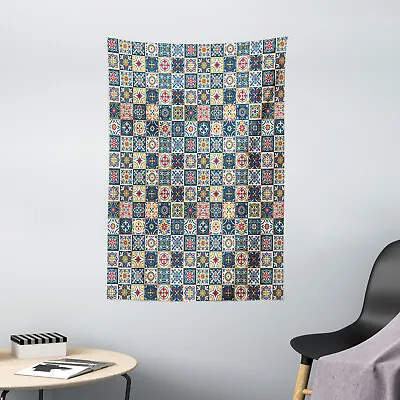 Moroccan Tapestry Portuguese Tiles Motif Print Wall Hanging Decor • $32.99