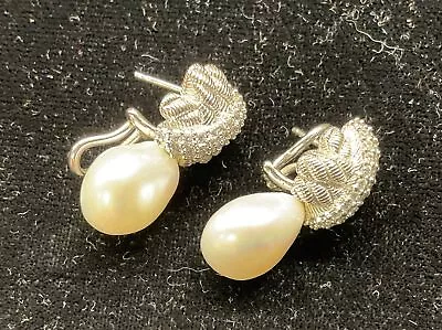 Judith Ripka Sterling Silver Pearl Earrings  FREE SHIPPING • $29.99