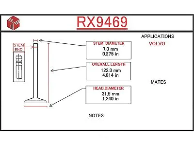 Engine Exhaust Valve-Eng Code: B234F ITM RX9469 • $31.16