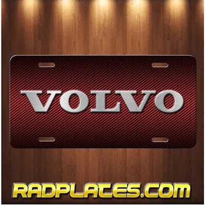 VOLVO Inspired Art On Simulated Red Carbon Fiber Aluminum License Plate Tag • $17.97