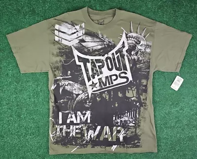 Tapout Shirt Men’s XL Green MMA All Over Print Y2K Lightning Graphic T Shirt UFC • $39.99