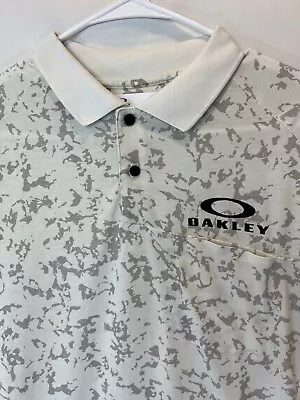 Oakley Golf Polo Shirt White Gray Small S Short Sleeve Regular Fit Hydrolix • $12.82