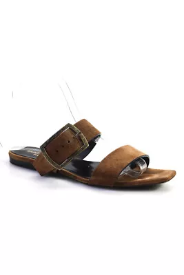 Saint Laurent Womens Flat Buckle Mules Slides Sandals Brown Size 35.5 5.5 • $60.01