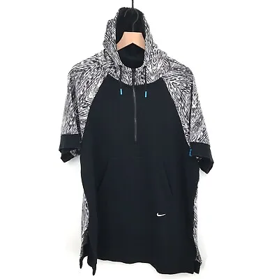 Nike Tech Short-Sleeved Quarter-Zip Long Length Hoodie Black White M Men's • $54
