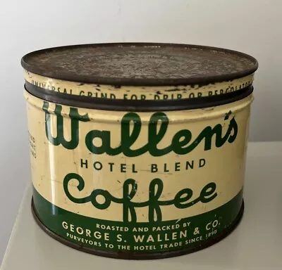 Vintage Antique Wallen’s Hotel Blend Coffee Advertising Tin W/ Lid Brooklyn NY • $19.99