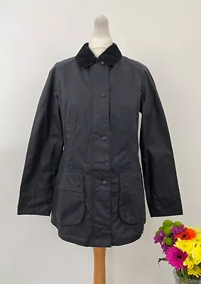 New BARBOUR Navy Beadnell Wax Jacket £229 UK 8 EU 34 USA 4 Small Net A Porter • $381.04