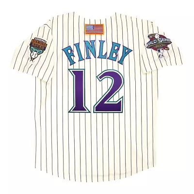 Steve Finley 2001 Arizona Diamondbacks Alt Home Ivory World Series Men's Jersey • $149.99