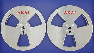 Akai Reel To Reel Tape Spools 7  3D Printed (Plastic) Silver With Red Logo • £29.99