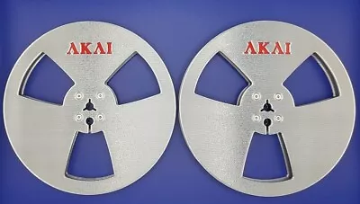 Akai Reel To Reel Tape Spools 7  3D Printed (Plastic) Silver With Red Logo • £29.99