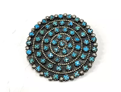 Vintage Southwestern Native American Silver Turquoise Brooch TR-1🌻SEE VIDEO🌻 • $145