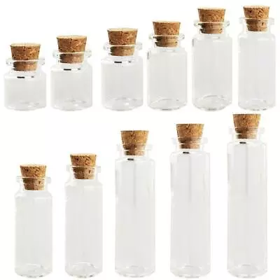 Mini Glass Bottles Vials Cork Stopper Decorative Storage Jewellery Pendant A4Y4 • $1.17