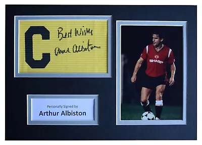 Arthur Albiston Signed Captains Armband A4 Photo Display Man Utd Football AFTAL • £29.99