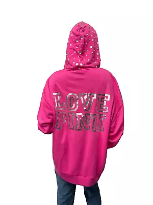 Victoria Secret Pink Bling Faux Diamond Encrusted Hoodie Large • $125