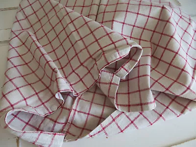 Antique  Pillowcase Pillow Cover Handwoven Check Linen White Red German 1900 • $39.99