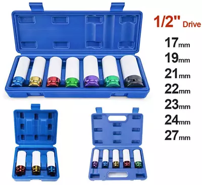 1/2  Drive Lug Nut Impact Socket Set Thin Wall Deep Wheel Protector Tool USA • $18.89