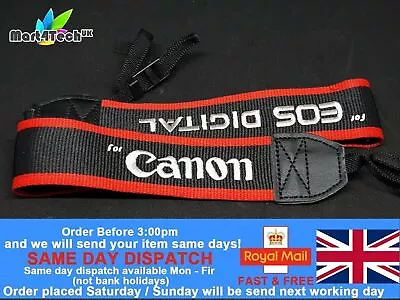 Black/Red Embroidered EOS Digital Style Camera Neck Shoulder Strap DSLR UK STOCK • £6.99