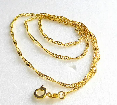 Men Women 24K Yellow Gold Plated Springring 45cm Fish Bone Chain Necklace UK • £11.31
