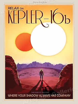 “Visit Kepler-16b” Space Exploration Retro Outer Space Travel Poster - 18x24 • $13.95