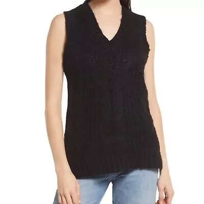 Vero Moda Sweater Vest Briella Cable Knit Black Oversized Academia New NWT Small • $50.91