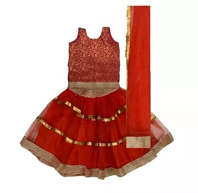 Ready To Wear Red Net Lehenga Choli  Kids Lehenga Indian Lehenga Ethnic Wear • $31.68