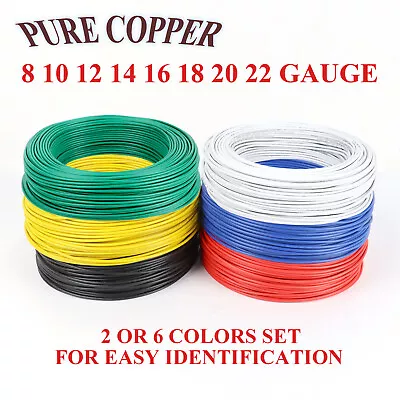 Auto Primary Wire 6 Color Set Durable Copper Electrical Wiring Lot 8 10 12 Gauge • $15.19