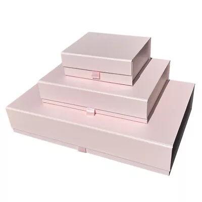 Light Pink Magnetic Gift Box With Folding Ribbon Tab 3 Sizes - Elegant Packaging • £6.75