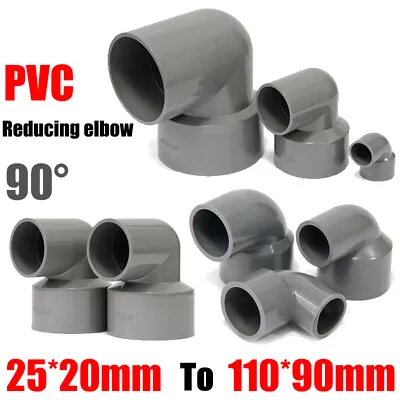 £1.50 • Buy PVC 90° Elbow Reducing Pipe Fitting Reducer Socket Coupling 20mm To 110mm Grey