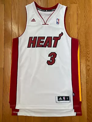 Vintage Adidas NBA Miami Heat Dwyane Wade #3 White Swingman Jersey Mens S Sewn • $59.99