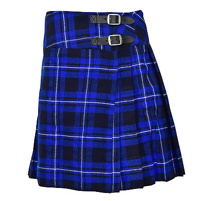 £17.99 • Buy Ladies Knee Length Blue Tartan Kilt Skirt 20  Length Tartan Pleated