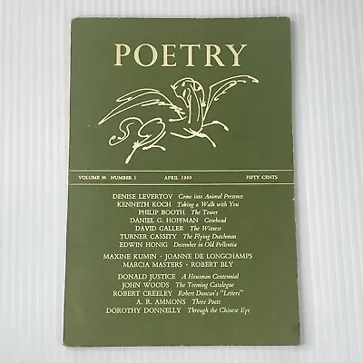 Poetry April 1960 Levertov Koch Booth Hoffman Galler Cassity Hong Kumin Masters • $12.99