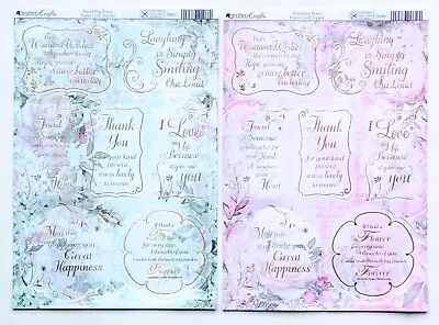 2 X A4 Kanban 'Rambling Rose' Foiled Sentiment Topper Sheets - 60p Each (360) • £1.20