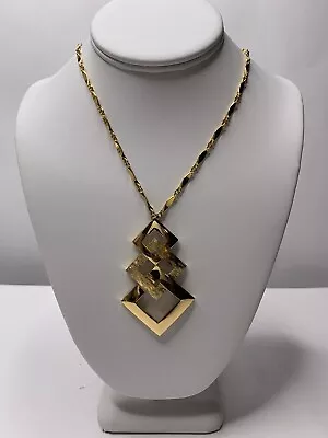 Monet Gold Tone Geometric Pendant Chain Necklace • $39.99