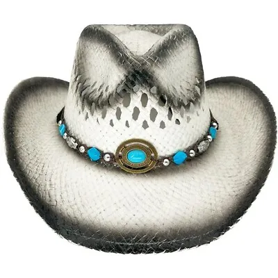 KIDS WHITE Tea Stain Cowboy Hat SHAPEABLE Girls Summer Beach WESTERN Cowgirl  • $18