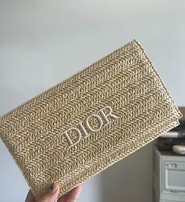 Dior Raffia Trousse Pouch Cosmetic Bag BN With Box • £69