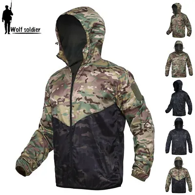 Windbreaker Mens Combat Jacket Tactical Military Casual Coats Hooded Camouflage • $21.84