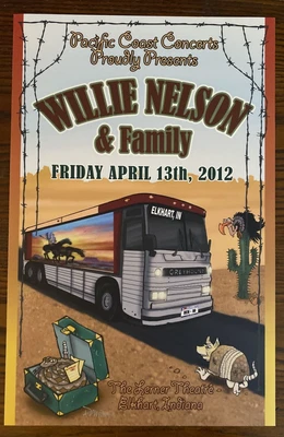 $14.99 • Buy WILLIE NELSON Poster 2012 Lerner Theatre Concert Elkhart Indiana 11  X17  Denisa
