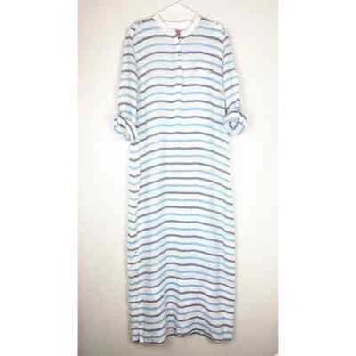 $144.50 • Buy Island Company Commandante Linen Maxi Dress Women Extra Large Striped Caftan