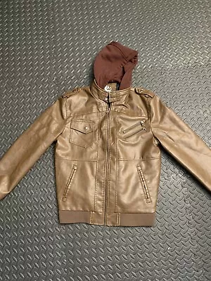 Men’s Leather Jacket With Detachable Hood. Size Large • $65