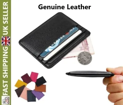 Genuine Leather Wallet Card Holder Mens Slim Men Credit Debit Card Money Pouch • £3.29