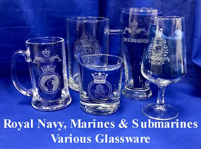 £34.99 • Buy Royal Navy, HM Ships And Submarines Various Glassware With Engraved Ship Badges.