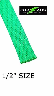 20 FT 1/2  NEON Green Expandable Wire Cable Sleeving Sheathing Braided Loom USA • $12.88