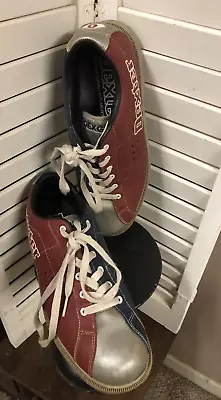 Vintage Dexter Women's 9 Bowling Shoes Clown Rockabilly Red Blue Silver Rental • $32