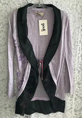H.NAOTO Cardigan Flower Print Lilac Purple & Black New With Tag From Japan • $139.97