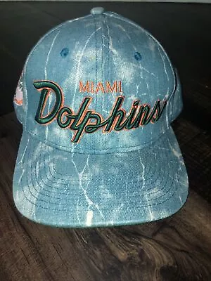 Vintage NFL Miami Dolphins Mitchell Ness Script Snapback Hat 100% Wool Cap • $60
