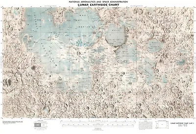 1976 NASA Lunar Earth-side Of Moon Chart Astronomy Reference Map Wall Poster • $13.95