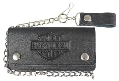 Harley-Davidson Men's Embossed B&S Tall Trucker Biker Wallet Black XML3508-BLK • $54.95